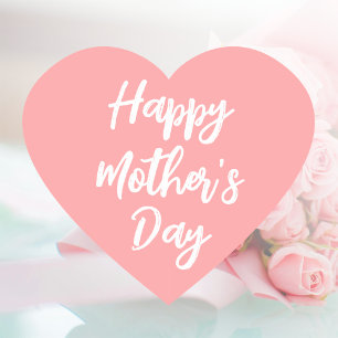 Happy Mother's Day Mum Cute Love Heart Coral Pink Sticker