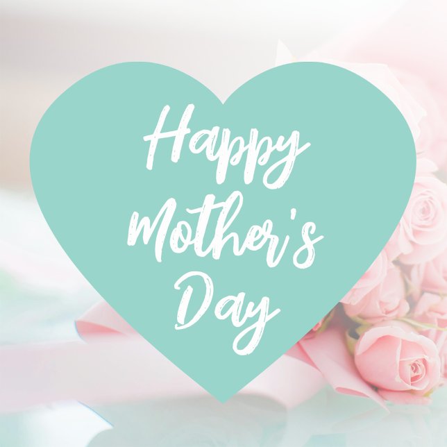 Happy Mother's Day Mum Cute Love Heart Mint Green Heart Sticker (Creator Uploaded)