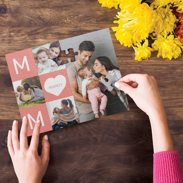 Happy Mother's Day Mum, Family Photo Collage Jigsaw Puzzle (Happy Mother's Day Mom, Family Photo Collage Jigsaw Puzzle)