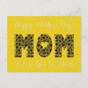 Happy Mother's Day Mum I Love You Floral Sunflower Postcard