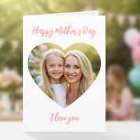 Happy Mother's Day Mum Photo Cute Heart Coral Pink