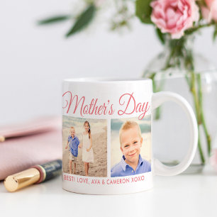 Happy Mother's Day Mum Pink Script Photo Keepsake Coffee Mug