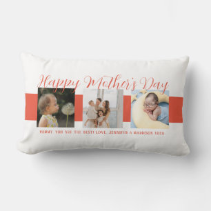Happy Mother's Day Mum Pink Script Photo Keepsake Lumbar Cushion