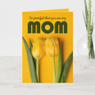 Happy Mothers Day Mum Two Yellow Tulips Holiday Card