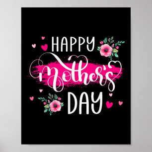 Happy Mothers Day Mummy Cute Floral Women For Mum Poster