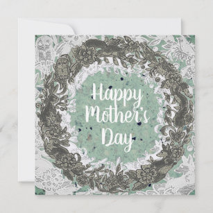 Happy Mother's Day Nature Lacy Woodland Animal Holiday Card