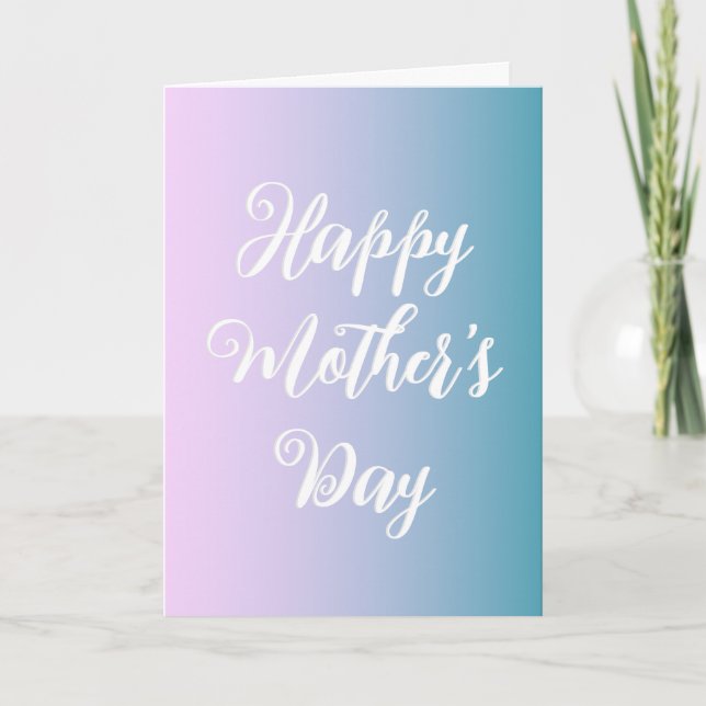 Happy Mother's Day Ombre Pink Teal Elegant Pretty Card (Front)