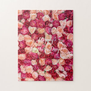 Happy Mother's Day or Your Text Roses Flowers Jigsaw Puzzle