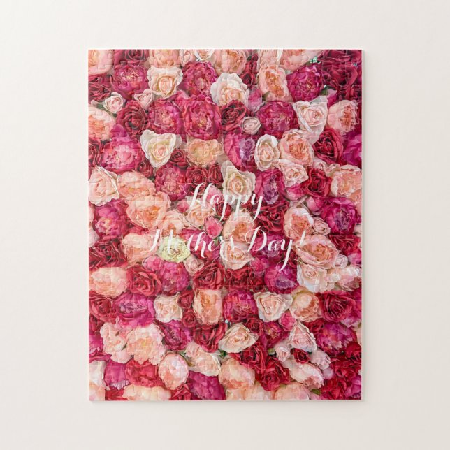 Happy Mother's Day or Your Text Roses Flowers Jigsaw Puzzle (Vertical)