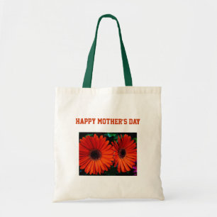 happy mother's day orange colour daisy flowers tote bag