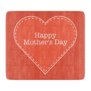 Happy Mother's Day Orange Heart Cutting Board