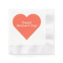 Happy Mother's Day Orange Heart Paper Napkin