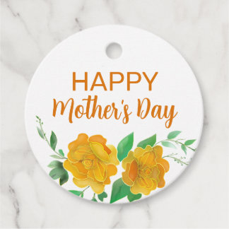 Happy Mother's Day Orange Roses Floral  Favour Tags