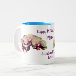 Happy Mother's Day Orchid Flower Personalised Two-Tone Coffee Mug