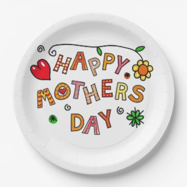 Happy Mothers Day Paper Plate (Front)