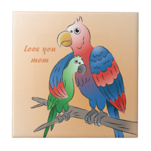 Happy Mother's Day Parrots Ceramic Tile