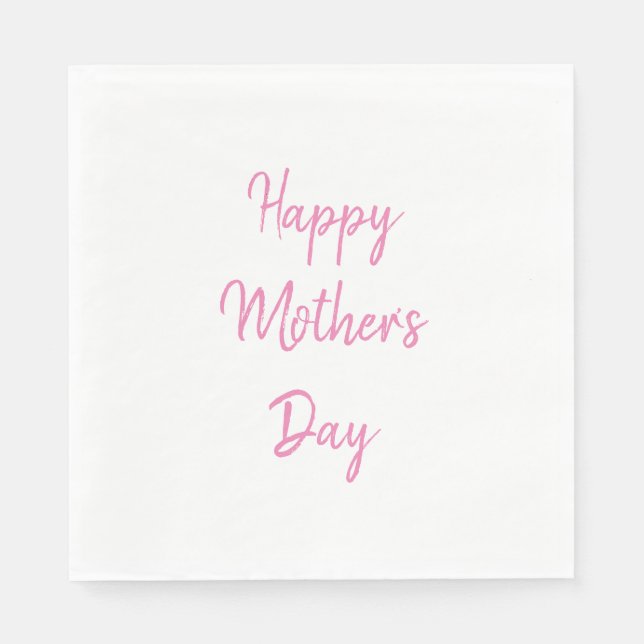 Happy Mother's Day Party Pink White Simple 2024 Napkin (Front)