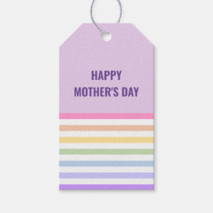 Happy Mothers Day Pastel Rainbow Stripes Gift Tags