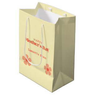 Happy Mother's day peach flowers pink Medium Gift Bag