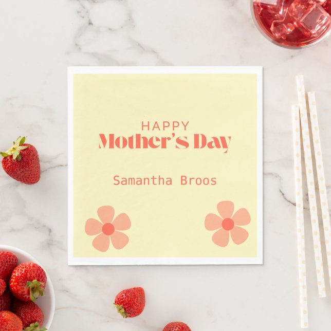Happy Mother's day peach flowers pink Napkin (Insitu)