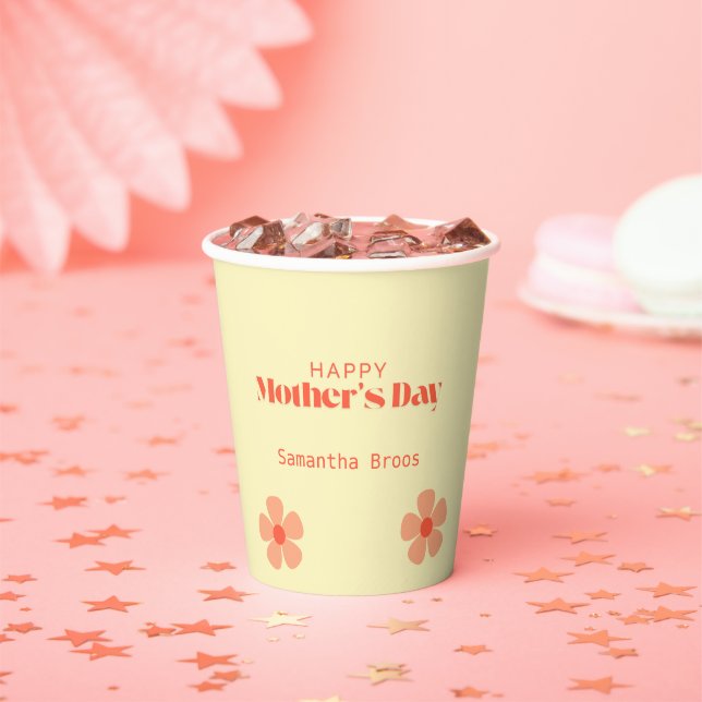 Happy Mother's day peach flowers pink Paper Cups (Insitu)