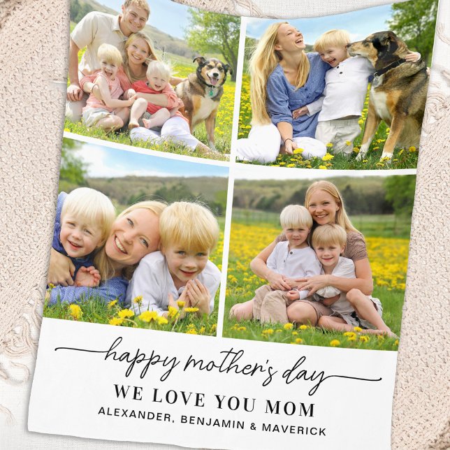Happy Mothers Day Personalised 4 Photo Collage Fleece Blanket (Creator Uploaded)