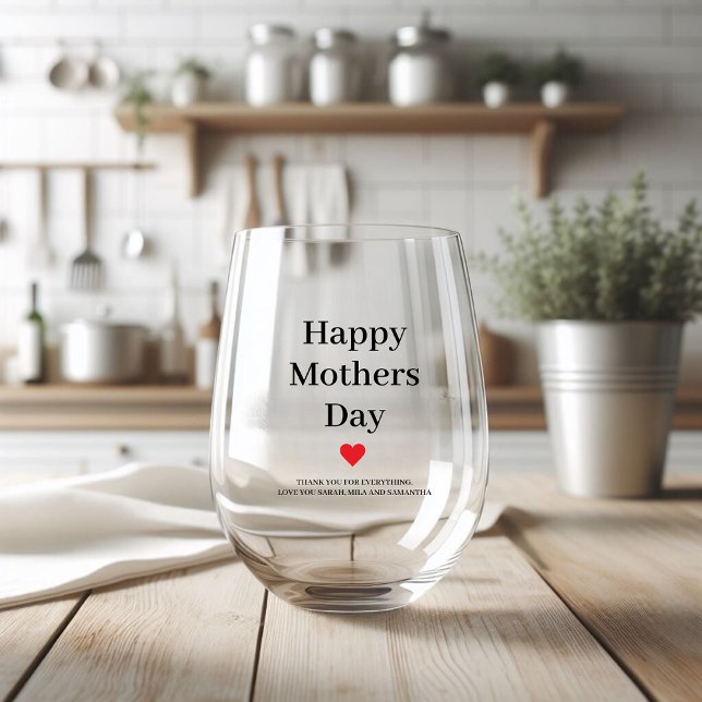 Happy Mothers Day Personalised Stemless Wine Glass (Creator Uploaded)