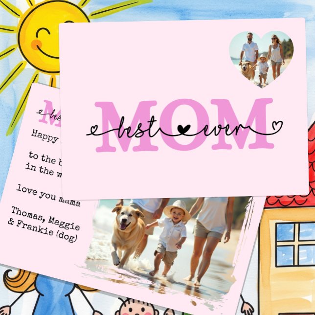 Happy Mother's Day Photo Card, Best Mum Ever Card (Happy Mothers Day Photo Card / Best Mom Ever)