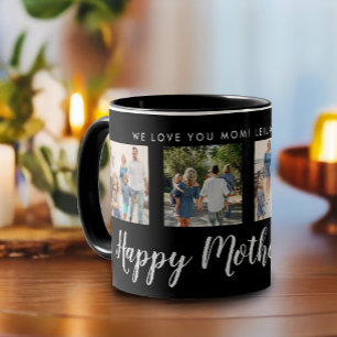 Happy Mother's Day Photo Collage Black Mug