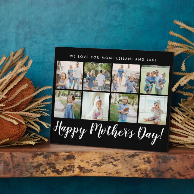 Happy Mother's Day Photo Collage Custom Black Plaque (Side)