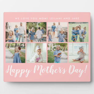 Happy Mother's Day Photo Collage Custom Blush Pink Plaque