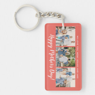 Happy Mother's Day Photo Collage Custom Coral Key Ring