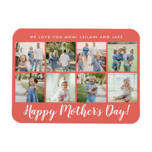Happy Mother's Day Photo Collage Custom Coral Magnet