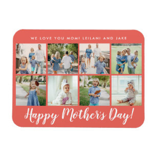 Happy Mother's Day Photo Collage Custom Coral Magnet
