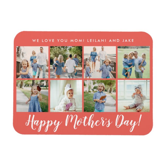 Happy Mother's Day Photo Collage Custom Coral Magnet (Horizontal)