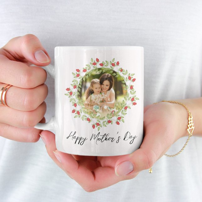Happy Mother's Day Photo Floral Custom Coffee Mug (Creator Uploaded)