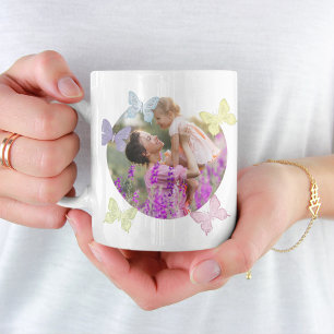 Happy Mother's Day Photo Pastel Butterflies Cute Coffee Mug