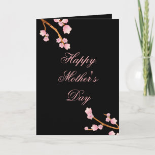 Happy Mother's Day Pink and Black Floral Card