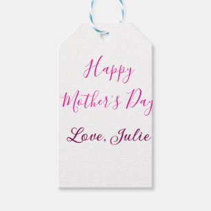 Happy Mothers Day pink calligraphy mom grandmother Gift Tags