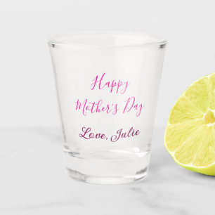 Happy Mothers Day pink calligraphy mom grandmother Shot Glass