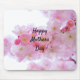 Happy Mothers Day Pink Cherry Tree Mouse Pad