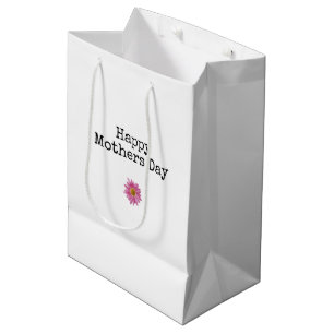 Happy Mothers Day Pink Daisy Modern Mum Medium Gift Bag