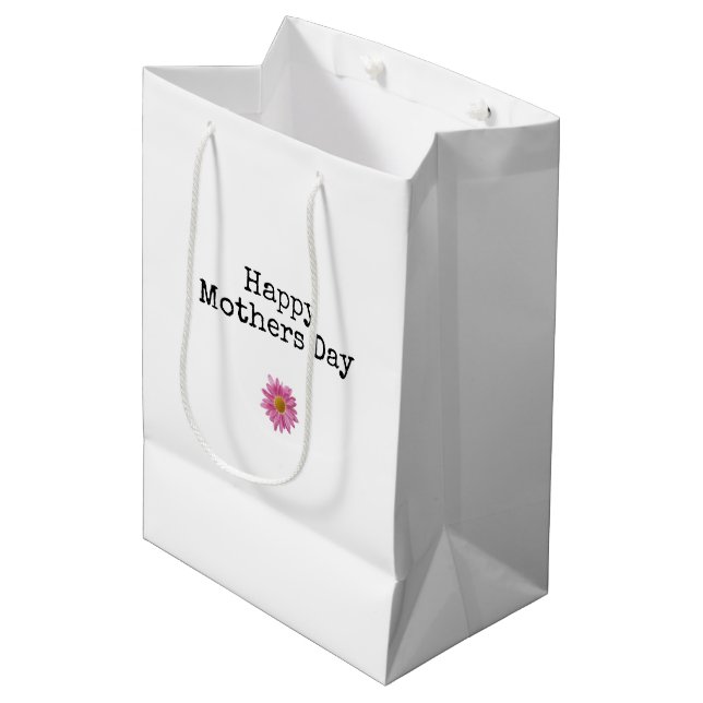 Happy Mothers Day Pink Daisy Modern Mum Medium Gift Bag (Front Angled)
