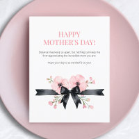 Happy Mother's Day Pink Floral Black Bow Best Mum