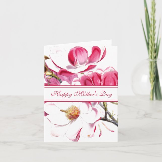 Happy Mother's Day Pink Floral script Thank You Card (Front)
