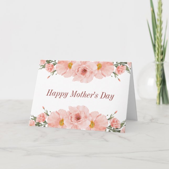 Happy Mother's Day Pink Flowers Card (Front)