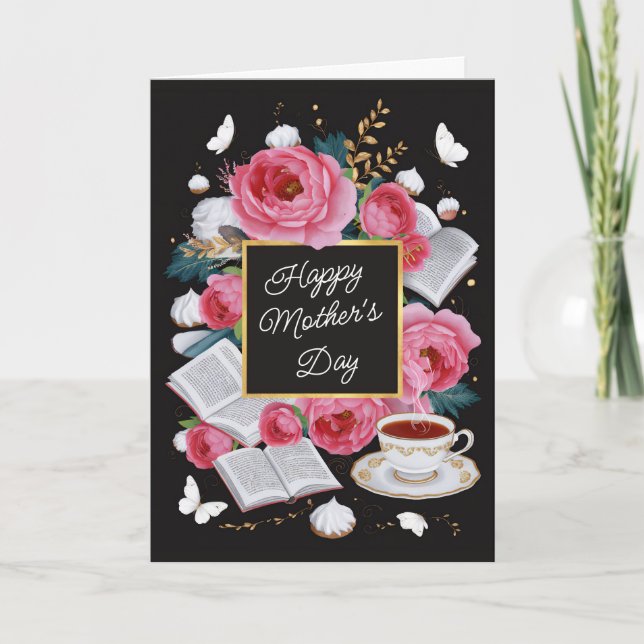 Happy Mother's Day Pink Flowers Sweet Customisable Card (Front)