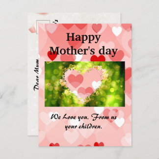 Happy Mother's day | Pink Heart Holiday Card