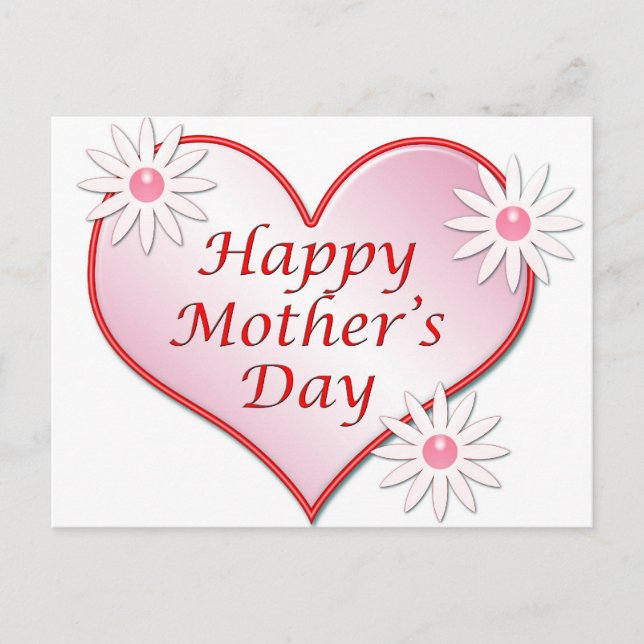Happy Mother's Day pink heart Postcard (Front)