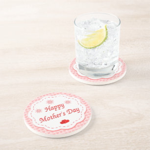 "HAPPY MOTHER'S DAY " PINK HEARTS COASTER